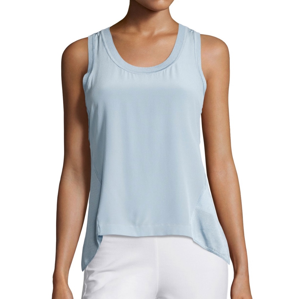 Rag & Bone Sora silk and knit combo top, blue